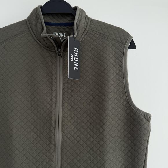 Rhone Vest Mens Small Green Gramercy Quilted Cotton Full Zip Classic Fit Golf - Picture 3 of 12